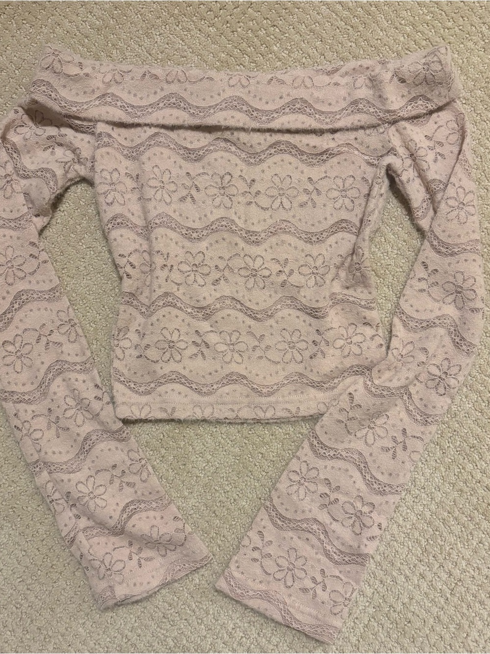 My Mum Made It light pink off shoulder top
